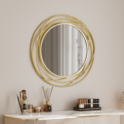 Modern Luxury Large Round Gold Bathroom Mirror 60cm x 60cm - thumbnail 2