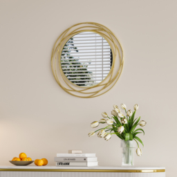 Modern Luxury Large Round Gold Bathroom Mirror 60cm x 60cm - thumbnail 3