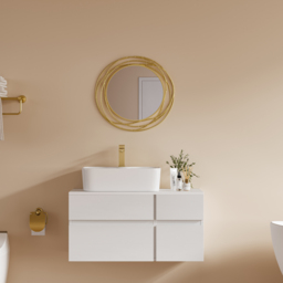 Modern Luxury Large Round Gold Bathroom Mirror 60cm x 60cm - thumbnail 4