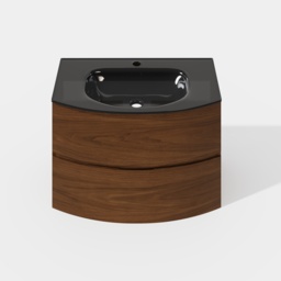 Modern 800mm Floating Bathroom Vanity with One-piece Glass Basin 2 Drawers in Walnut - thumbnail 8