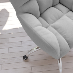 Modern Office Chair Upholstered Cotton&Linen Swivel Task Chair Height Adjustable - thumbnail 6