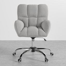 Modern Office Chair Upholstered Cotton&Linen Swivel Task Chair Height Adjustable - thumbnail 3