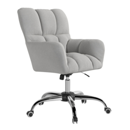 Modern Office Chair Upholstered Cotton&Linen Swivel Task Chair Height Adjustable - thumbnail 9