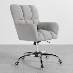 Modern Office Chair Upholstered Cotton&Linen Swivel Task Chair Height Adjustable - thumbnail 4