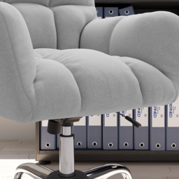 Modern Office Chair Upholstered Cotton&Linen Swivel Task Chair Height Adjustable - thumbnail 7