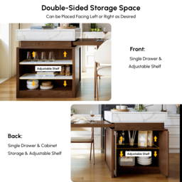 1850mm-2350mm Extendable White&Walnut Kitchen Island with Storage Kitchen Cabinet - thumbnail 9