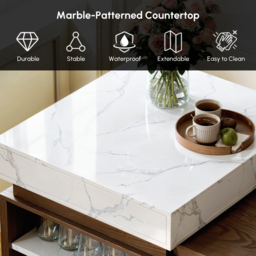 1850mm-2350mm Extendable White&Walnut Kitchen Island with Storage Kitchen Cabinet - thumbnail 8
