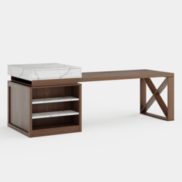 1850mm-2350mm Extendable White&Walnut Kitchen Island with Storage Kitchen Cabinet - thumbnail 9