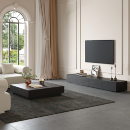 White 220 cm TV Stand Faux Marble with Storage - thumbnail 5