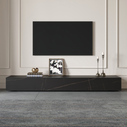 White 220 cm TV Stand Faux Marble with Storage - thumbnail 2