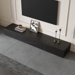 White 220 cm TV Stand Faux Marble with Storage - thumbnail 7