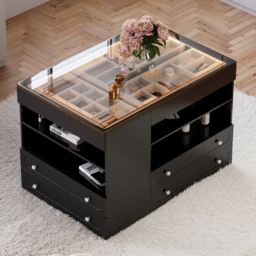 Modern Dresser Width of 1200 mm with Jewellery Storage Walk-in Wardrobe Island with LED Light - thumbnail 1