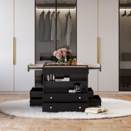 Modern Dresser Width of 1200 mm with Jewellery Storage Walk-in Wardrobe Island with LED Light - thumbnail 6