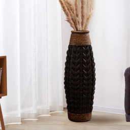 735mm Rustic Tall Woven Bamboo Rattan Standing Floor Vase Decor Art Living Room - thumbnail 3