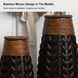 735mm Rustic Tall Woven Bamboo Rattan Standing Floor Vase Decor Art Living Room - thumbnail 5