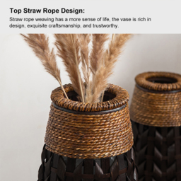 735mm Rustic Tall Woven Bamboo Rattan Standing Floor Vase Decor Art Living Room - thumbnail 4