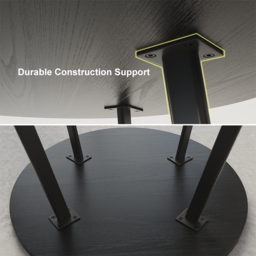100 cm Round Black Small Nesting Dining Table Set for 4 Black Upholstered Chairs - thumbnail 4