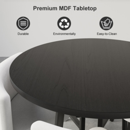 100 cm Round Black Small Nesting Dining Table Set for 4 Black Upholstered Chairs - thumbnail 3