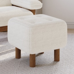 Solid Wood Accent Chair Boucle Armchair for Living Room in White - thumbnail 6