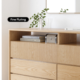 Wood 1200 mm Mid-Century Modern 6-Drawer Dresser with Shelves - thumbnail 7