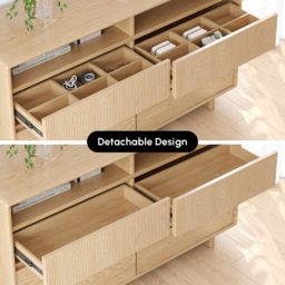 Wood 1200 mm Mid-Century Modern 6-Drawer Dresser with Shelves - thumbnail 6
