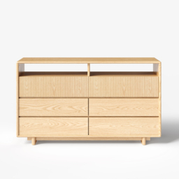 Wood 1200 mm Mid-Century Modern 6-Drawer Dresser with Shelves - thumbnail 9