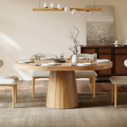 "Dining Set 39""-55"" Japandi Extendable Dining Table Natural with 4 Chairs" - thumbnail 3
