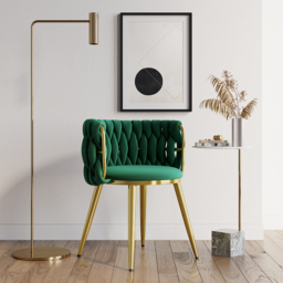 Sweave Nordic Green Barrel Back Dining Chair Round Accent Chair with Velvet Upholstery - thumbnail 6