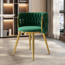 Sweave Nordic Green Barrel Back Dining Chair Round Accent Chair with Velvet Upholstery - thumbnail 3