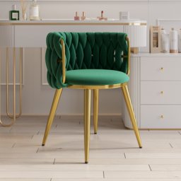 Sweave Nordic Green Barrel Back Dining Chair Round Accent Chair with Velvet Upholstery - thumbnail 1