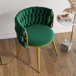 Sweave Nordic Green Barrel Back Dining Chair Round Accent Chair with Velvet Upholstery - thumbnail 8