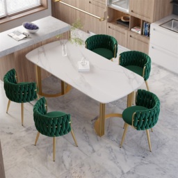 Sweave Nordic Green Barrel Back Dining Chair Round Accent Chair with Velvet Upholstery - thumbnail 4