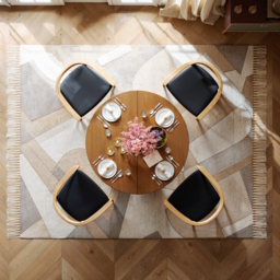 "Extendable Dining Table Set 39""-55"" Japandi Dining Table & 4 Wood Dining Chairs" - thumbnail 4