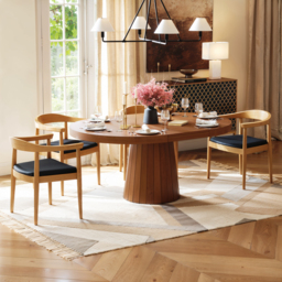 "Extendable Dining Table Set 39""-55"" Japandi Dining Table & 4 Wood Dining Chairs" - thumbnail 2