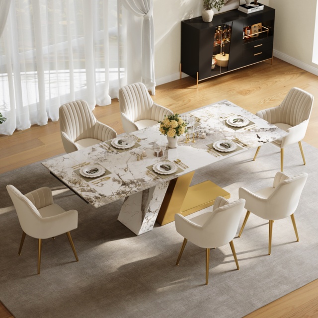 200 cm-240 cm Modern Extendable Sintered Stone Dining Table Seats 6-10 People - image 1
