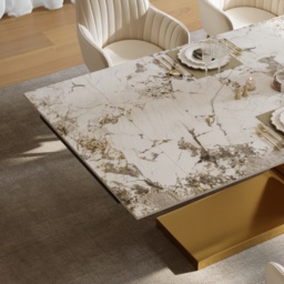 200 cm-240 cm Modern Extendable Sintered Stone Dining Table Seats 6-10 People - thumbnail 5