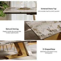 200 cm-240 cm Modern Extendable Sintered Stone Dining Table Seats 6-10 People - thumbnail 6