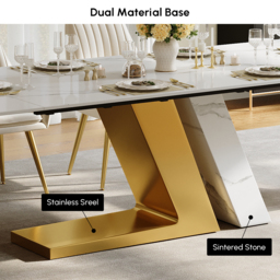 200 cm-240 cm Modern Extendable Sintered Stone Dining Table Seats 6-10 People - thumbnail 7