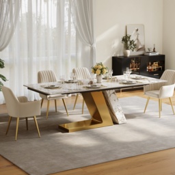 200 cm-240 cm Modern Extendable Sintered Stone Dining Table Seats 6-10 People - thumbnail 3