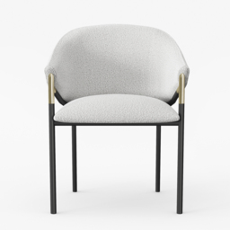 Set of 2 Modern Dining Chairs Chenille Upholstery White & Gray - thumbnail 9
