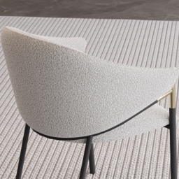Set of 2 Modern Dining Chairs Chenille Upholstery White & Gray - thumbnail 7