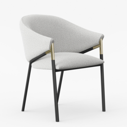 Set of 2 Modern Dining Chairs Chenille Upholstery White & Gray - thumbnail 8