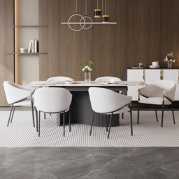 Set of 2 Modern Dining Chairs Chenille Upholstery White & Gray - thumbnail 4