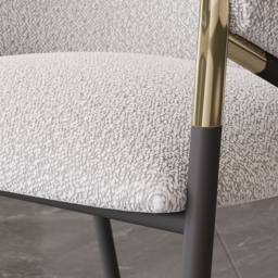 Set of 2 Modern Dining Chairs Chenille Upholstery White & Gray - thumbnail 5