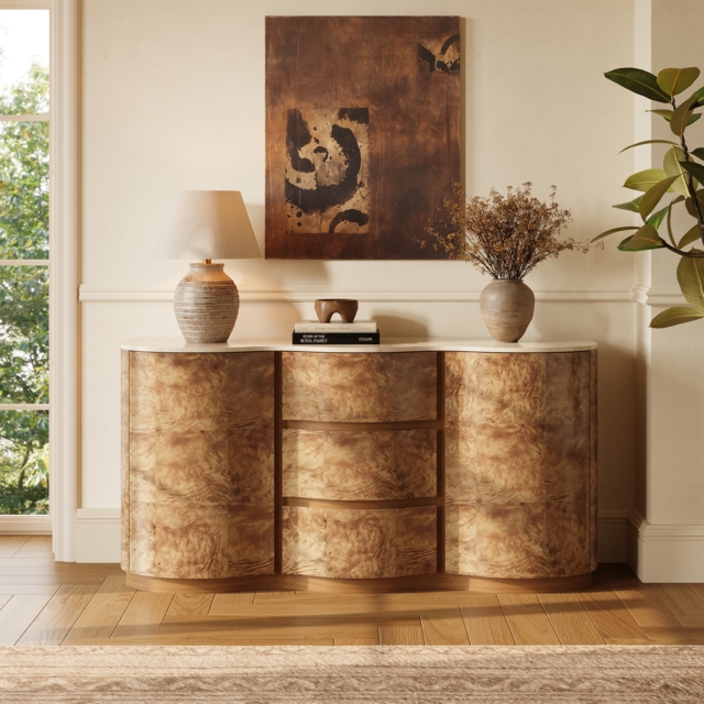 Modern 160cm Burl Sideboard with Sintered Stone Top - image 1
