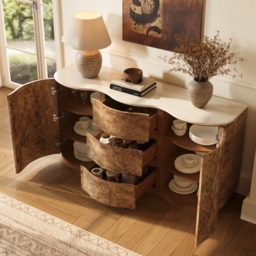 Modern 160cm Burl Sideboard with Sintered Stone Top - thumbnail 6