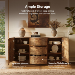 Modern 160cm Burl Sideboard with Sintered Stone Top - thumbnail 7