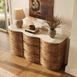 Modern 160cm Burl Sideboard with Sintered Stone Top - thumbnail 2
