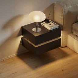 Floating Smart LED Nightstand Wireless Charging Station Bedside Table with Light White - thumbnail 4
