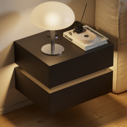 Floating Smart LED Nightstand Wireless Charging Station Bedside Table with Light White - thumbnail 1